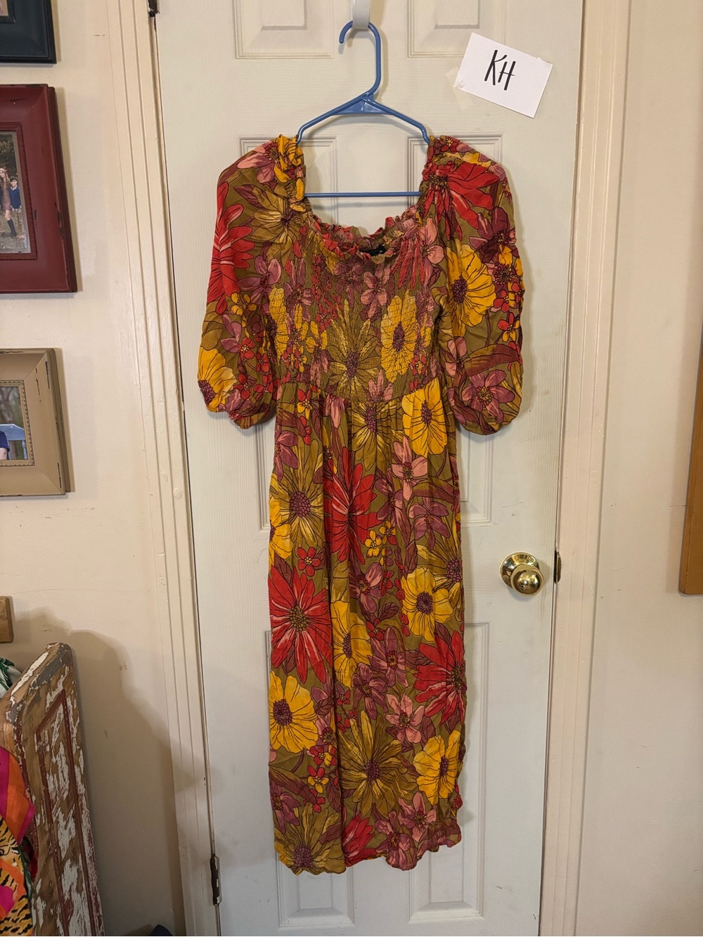 Angie Floral Maxi Dress in Red, Yellow & Pink